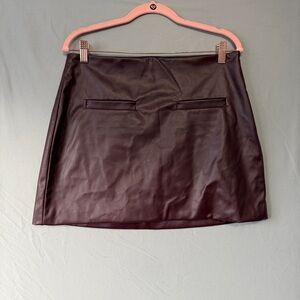A New Day Womens Faux Leather Mini Skirt 10 Burgundy Rocker Punk Edgy Going Out